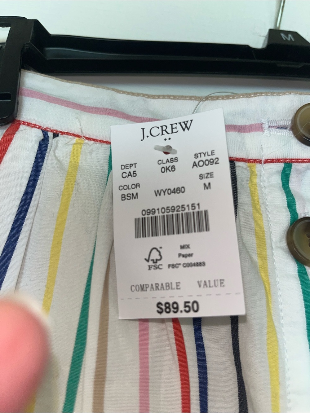J. Crew White Multi-Color Striped Button-Front Skirt - Picture 2 of 6